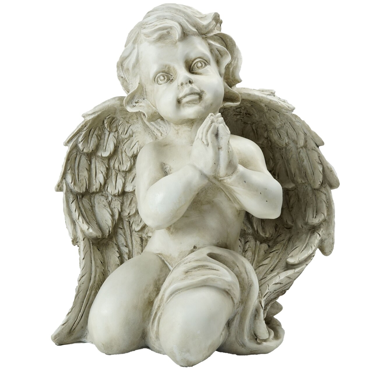 Northlight 10.75" White Sitting Cherub Angel Decorative Outdoor Garden Statue
